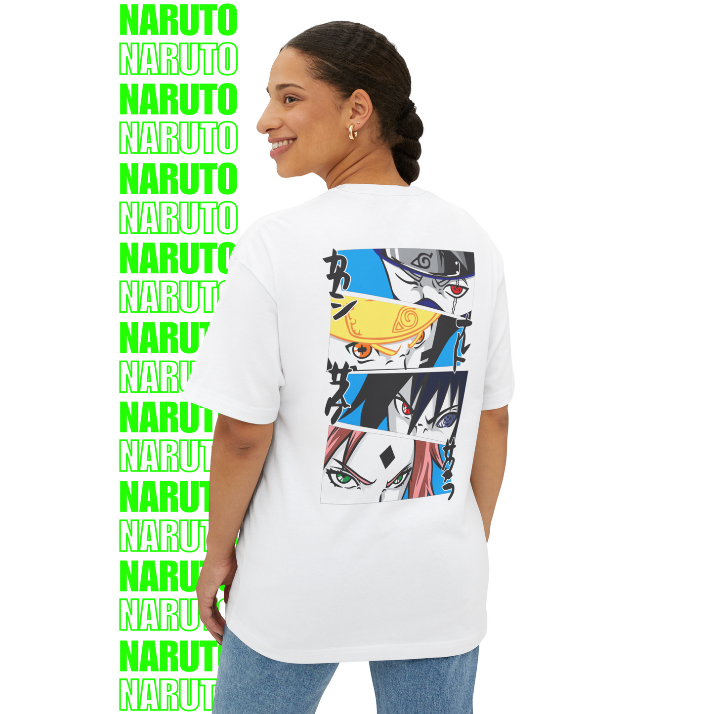Naruto Team 7 Eyes Oversized T-Shirt (Back Print)