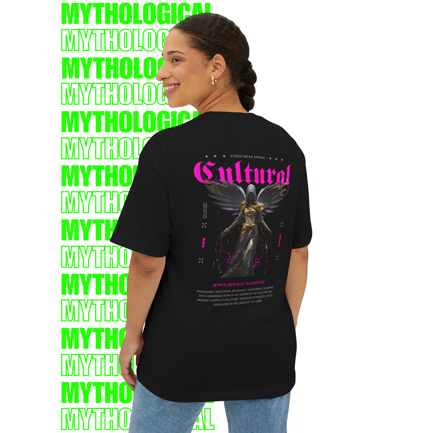 Statuesque Elegance Mythology – Oversized T-Shirt (Back Print)
