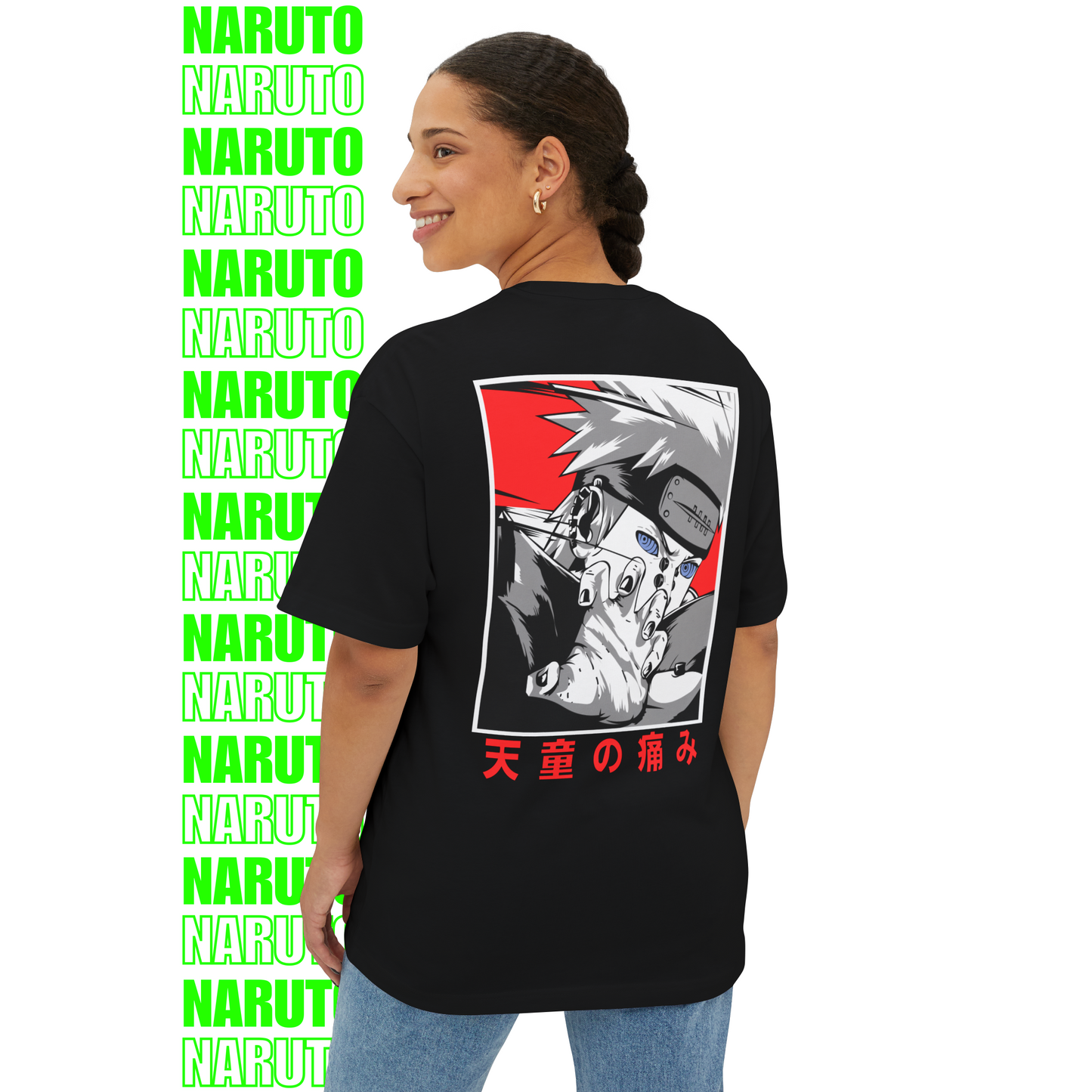 Pain Akatsuki Red Frame Oversized T-Shirt (Back Print)