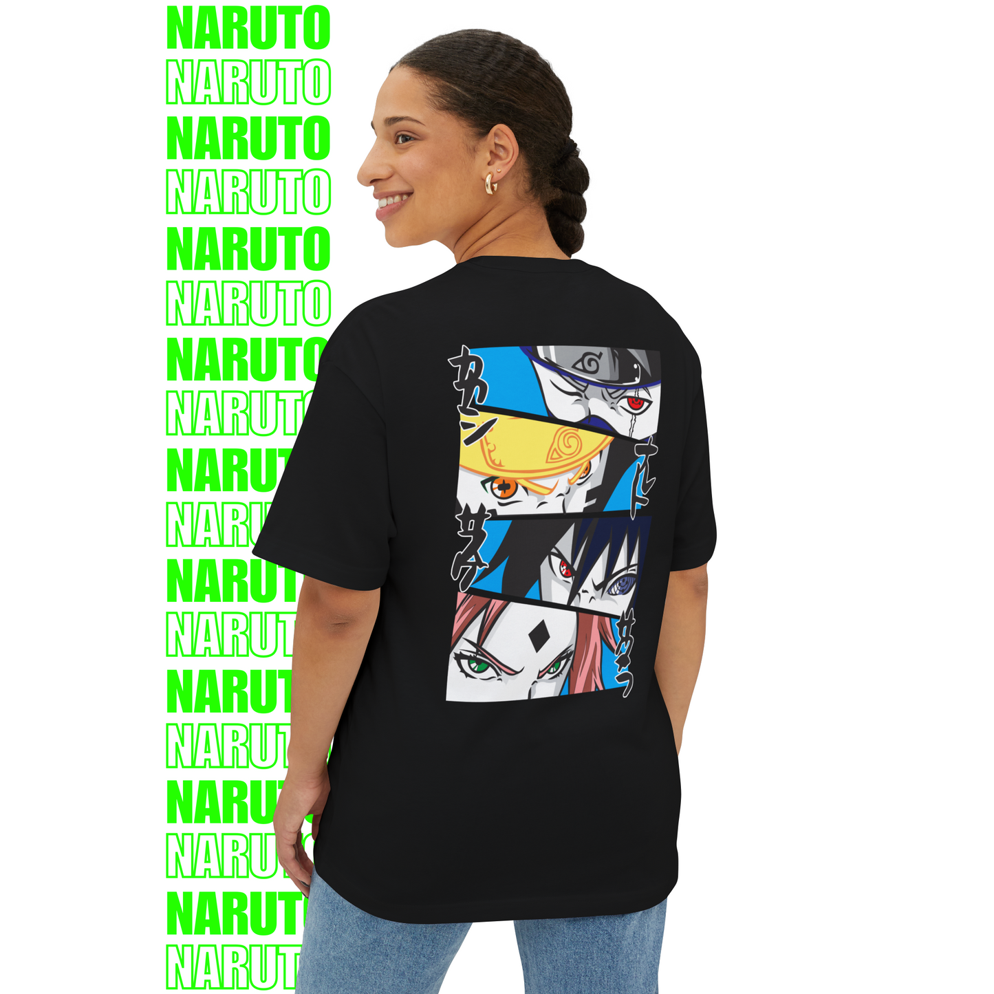Naruto Team 7 Eyes Oversized T-Shirt (Back Print)