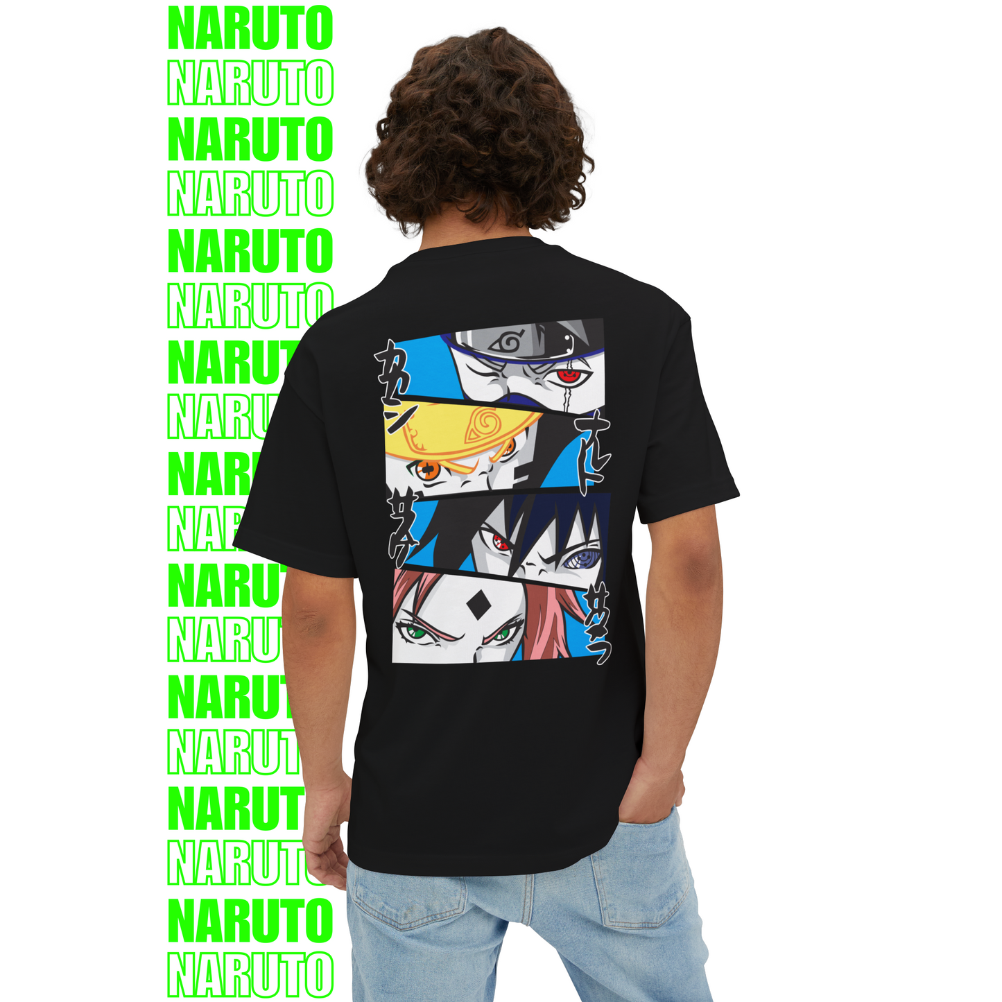 Naruto Team 7 Eyes Oversized T-Shirt (Back Print)